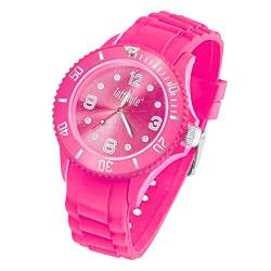 Taffstyle Armbanduhr Silikon Analog Quarz Uhr Farbige Sport Sportuhr Damen Herren Kinder Unisex 34mm Pink von Taffstyle