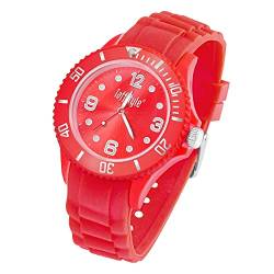 Taffstyle Armbanduhr Silikon Analog Quarz Uhr Farbige Sport Sportuhr Damen Herren Kinder Unisex 34mm Rot von Taffstyle