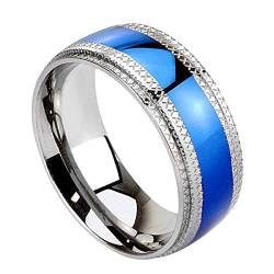 Taffstyle Band Ring Edelstahl Ehering Herrenring Damenring Partnerring Damen Herren Tribal Silber Blau Größe 68 (21.6) Breite 8mm von Taffstyle