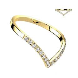 Taffstyle Damen Band Ring Edelstahl Wunderschöner Shevron Ring Verlobungsring mit kleinen Kristallen Größe 58 (18.5) von Taffstyle