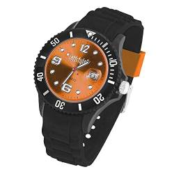 Taffstyle Damen Herren Sportuhr Armbanduhr Silikon Sport Ziffernblatt mit Datum Analog Quarz Farbige Bunte Uhr Schwarz Orange von Taffstyle