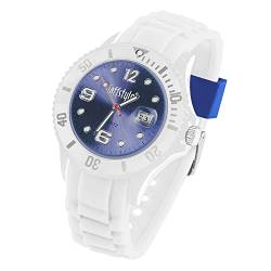 Taffstyle Damen Herren Sportuhr Armbanduhr Silikon Sport Ziffernblatt mit Datum Analog Quarz Farbige Bunte Uhr Weiß Blau von Taffstyle