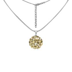 Taffstyle Damen Kette Halskette Shamballa Kugel Anhänger mit Zirkonia Strass Kristallen Glitzer Steinen Silber Gold von Taffstyle