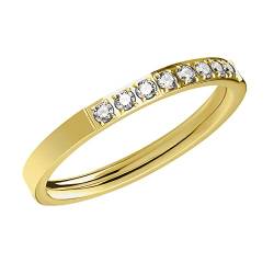 Taffstyle Damen Ring Edelstahl Bandring Damenring Verlobungsring Ehering mit Kristallen Größe 50 (15.9) Gold von Taffstyle