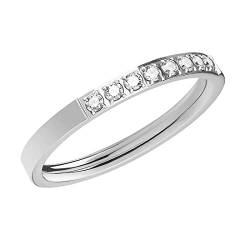 Taffstyle Damen Ring Edelstahl Bandring Damenring Verlobungsring Ehering mit Kristallen Größe 55 (17.5) Silber von Taffstyle
