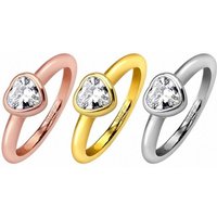 Taffstyle Fingerring Damen Ring Verlobungsring weißem Stein Herzform, Edelstahl mit weißem Herz Kristall Strass Stein Damenring Trauring von Taffstyle