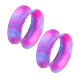 Taffstyle Flesh Tunnel Ohr Ear Plug Ohrpiercing Silikon Piercing Plugs extra flexibel Weich 1 Paar zweifarbig Schimmer Pink - Blau 25mm von Taffstyle