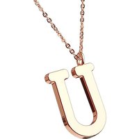 Taffstyle Kette mit Anhänger Damen Halskette Kette Buchstabe Anhänger Roségold Vergoldet Rotgold U, Rose Gold Modern Letter Schlicht Motiv Geschenke Frauen Geburtstag von Taffstyle