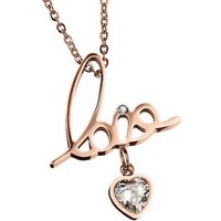 Taffstyle Kette mit Anhänger Damen Halskette Love Anhänger Kristall Herz Kette Roségold vergoldet, Geschenke für Frauen Freundin zum Geburtstag Weihnachten Valentinstag von Taffstyle