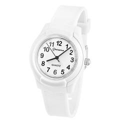 Taffstyle Kinder Armbanduhr Silikon Gummi Sportuhr Analog Quarz Bunte Sport Uhr Farbige Kinderuhr Mädchen Junge Lernuhr Weiß von Taffstyle