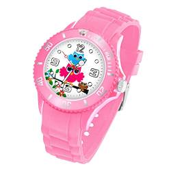 Taffstyle Kinder Armbanduhr Silikon mit Blumen Eulen Familie Motiv Sportuhr Analog Quarz Bunte Sport Uhr Farbige Kinderuhr Mädchen Junge Lernuhr Little 34 mm Rosa von Taffstyle