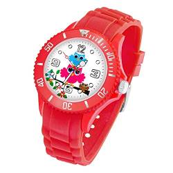 Taffstyle Kinder Armbanduhr Silikon mit Blumen Eulen Familie Motiv Sportuhr Analog Quarz Bunte Sport Uhr Farbige Kinderuhr Mädchen Junge Lernuhr Little 34 mm Rot von Taffstyle