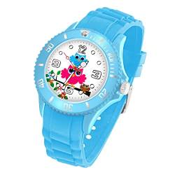 Taffstyle Kinder Armbanduhr Silikon mit Blumen Eulen Familie Motiv Sportuhr Analog Quarz Bunte Sport Uhr Farbige Kinderuhr Mädchen Junge Lernuhr Small 39 mm Hellblau von Taffstyle