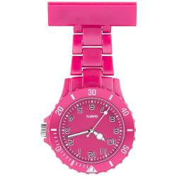 Taffstyle Krankenschwesteruhr Schwesternuhr Kitteluhr mit Nadel Silikon Analog Krankenschwester Uhr Tragbar Einziehbar Taschenuhr Pflegeuhr Hängeuhr Damen Herren Kinder Pfleger Pink von Taffstyle