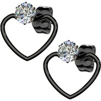 Taffstyle Paar Ohrstecker Damen Ohrringe Edelstahl Stecker Herz Glitzer Stein Diamant Form (Schwarz), Geschenke für Frauen Freundin zum Geburtstag Weihnachten Valentinstag von Taffstyle