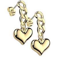 Taffstyle Paar Ohrstecker Damen Ohrringe Hängend Ketten Herz Anhänger Ohrstecker Herzen Gold, Geschenke für Frauen Freundin zum Geburtstag Weihnachten Valentinstag von Taffstyle