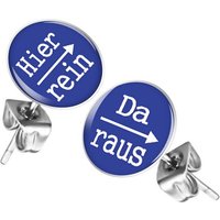 Taffstyle Paar Ohrstecker Lustige Ohrringe Platte Stecker mit Spruch Hier rein, Da raus Silber (Blau), Geschenke für Frauen Freundin zum Geburtstag Weihnachten Valentinstag von Taffstyle