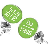 Taffstyle Paar Ohrstecker Lustige Ohrringe Platte Stecker mit Spruch Hier rein, Da raus Silber (Grün), Geschenke für Frauen Freundin zum Geburtstag Weihnachten Valentinstag von Taffstyle