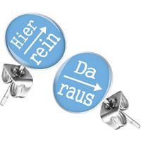 Taffstyle Paar Ohrstecker Lustige Ohrringe Platte Stecker mit Spruch Hier rein, Da raus Silber (Hellblau), Geschenke für Frauen Freundin zum Geburtstag Weihnachten Valentinstag von Taffstyle