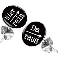 Taffstyle Paar Ohrstecker Lustige Ohrringe Platte Stecker mit Spruch Hier rein, Da raus Silber (Schwarz), Geschenke für Frauen Freundin zum Geburtstag Weihnachten Valentinstag von Taffstyle