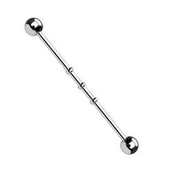 Taffstyle Piercing Hantel Barbell Industrial Chirurgenstahl Ohr Cartilage Helix Tragus Intim Brust Stab Ohrpiercing mit Kerben Silber Silber 38mm von Taffstyle