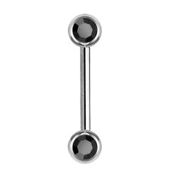 Taffstyle Piercing Schmuck Brustwarzenpiercing Brustwarze Intimpiercing Brust Nippel Intim Nase Ohr Tragus Helix Septum Zwei Glitzer Kristall Kugel Flach 1,6mm x 12mm x 5mm Silber Schwarz von Taffstyle