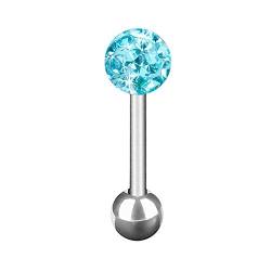 Taffstyle Piercing Stab Stecker Ohrpiercing Cartilage Ohr Tragus Helix Stud Rock Snug Knorpel Barbell Ohrring Strass Glitzer Kristall Ferido Kugel 6mm x 3mm Aqua von Taffstyle