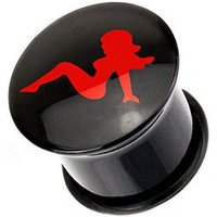 Taffstyle Plug Piercing Logo Single Flared Schwarz Sexy Woman Rot, Plug Flesh Tunnel Ohrpiercing Logo Single Flared Schwarz Sexy Woman von Taffstyle