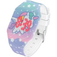 Taffstyle Quarzuhr Kinder Armbanduhr Silikon Einhorn Digital LED Uhr, Mädchen Fluoreszierend Sportuhr Kinderuhr Lernuhr Bunt Regenbogen von Taffstyle