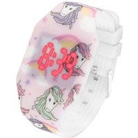 Taffstyle Quarzuhr Kinder Armbanduhr Silikon Einhorn Digital LED Uhr, Mädchen Fluoreszierend Sportuhr Kinderuhr Lernuhr Bunt Regenbogen von Taffstyle