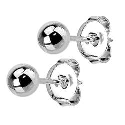 Taffstyle Schmuck 1 Paar Ohrstecker Edelstahl runde Kugel Ohrringe glänzend poliert Silber 5mm von Taffstyle