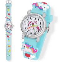 Taffstyle Sportuhr Kinder Armbanduhr Einhorn Silikon Uhr Farbige Gummi Mädchen Jungen, (Geschenk zum Weihnachten Geburtstag Einschulung 4 5 6 7 8 9 10 Jahre), Mädchen Sportuhr Bunte Kinderuhr Farbige Lernuhr Unicorn Silikonuhr von Taffstyle