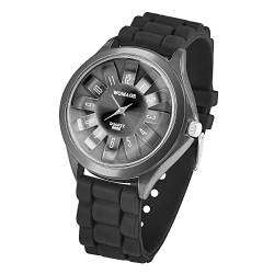 Taffstyle Unisex Armbanduhr Analog Quarz mit Silikon-Armband Metall Sportuhr Damen Herren Uhr Schwarz von Taffstyle