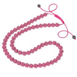 Taffstyle Unisex Kette Halskette Shamballa Kugel mit Strass Kristallen Glitzer Steinen und Perlen Hämatit Lang für Damen Herren Pink von Taffstyle