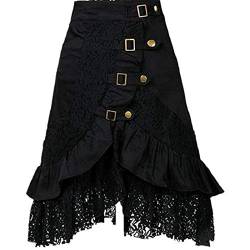 Taiduosheng Damen Steampunk Party Club Wear Punk Gothic Retro Schwarz Spitze Rock 2XL von Taiduosheng