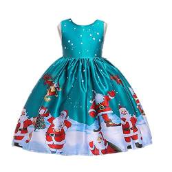 Taiduosheng Jahre Kinder Mädchen Weihnachtsmann Print Xmas Prinzessin Kleid Weihnachten Outfits Kleidung Gr. 5-6 Jahre, grün von Taiduosheng