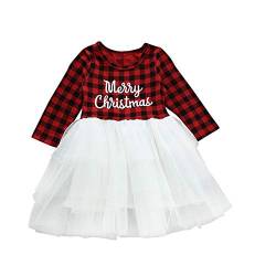 Taiduosheng Mädchen Print Merry Christmas Kleid Kleinkind Kinder Tüll Prinzessin Xmas Kleid Outfits Party Festzug Hochzeitskleid Gr. 3-6 Monate, rot von Taiduosheng