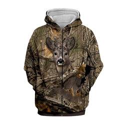 Camo Hunting Animal Herren Hoodies 3D-Druck Deer Casual Hip Hop Herbst Hoodie Frauen Harajuku Sweatshirt Zipper Hoodie Asia XXXL von Taiernafi