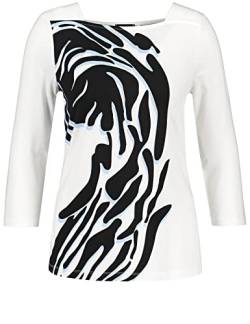 Taifun Damen 3/4 Arm Shirt mit Print 3/4 Arm T-Shirt 3/4 Arm Rundhals 3/4 Arm Shirt Gemustert Offwhite Gemustert 38 von Taifun