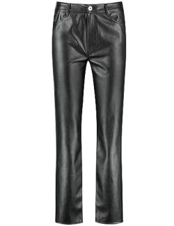 Taifun Damen 3/4 Hose mit Lederoptik Straight unifarben 7/8 Länge Schwarz 38 von Taifun