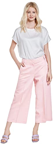 Taifun Damen Culotte aus Lyocell-Leinen-Mix Hose Freizeit verkürzt Hose unifarben 3/4 Länge Rose Powder 36 von Taifun