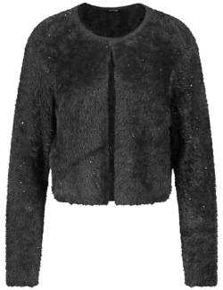 Taifun Damen Flauschige Strickjacke mit Glitzer-Pailletten Langarm unifarben Schwarz 40 von Taifun