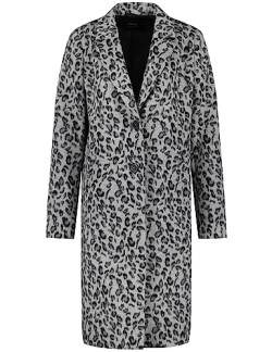 Taifun Damen Kurzmantel mit Leo-Muster Langarm Mantel Nicht Wolle Kurzmantel Animal-Print, Fog Gemustert, 44 von Taifun