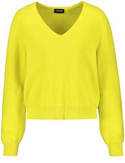 Taifun Damen Pullover mit V-Ausschnitt Langarm, Ärmelbündchen unifarben Vibrant Lime 46 von Taifun