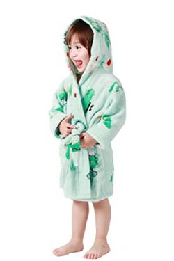 Taigood Kinder Bademantel Jungen Mädchen Hoodie Roben Kleinkind weichen Pyjamas Nachtwäsche- Gr. 1-2 Jahre, Grünes Krokodil von Taigood