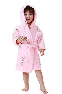 Taigood Kinder Bademantel Jungen Mädchen Hoodie Roben Kleinkind weichen Pyjamas Nachtwäsche- Gr. 1-2 Jahre, Lange Ohren Kaninchen von Taigood