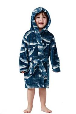 Taigood Kinder Bademantel Jungen Mädchen Hoodie Roben Kleinkind weichen Pyjamas Nachtwäsche- Gr. 1-2 Jahre, Ozean Wal von Taigood