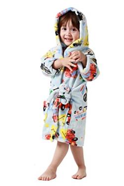 Taigood Kinder Bademantel Jungen Mädchen Hoodie Roben Kleinkind weichen Pyjamas Nachtwäsche- Gr. 1-2 Jahre, Regenbogen Autos von Taigood
