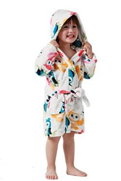 Taigood Kinder Bademantel Jungen Mädchen Hoodie Roben Kleinkind weichen Pyjamas Nachtwäsche- Gr. 1-2 Jahre, Schöne Eule von Taigood