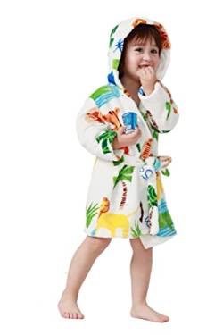 Taigood Kinder Bademantel Jungen Mädchen Hoodie Roben Kleinkind weichen Pyjamas Nachtwäsche- Gr. 1-2 Jahre, Zoo von Taigood